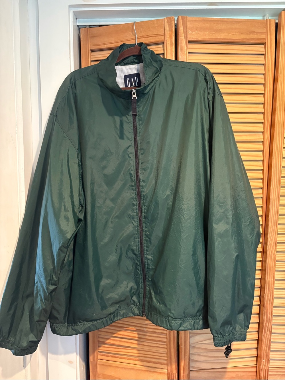 Vintage 90s GAP Windbreaker Jacket Mens XXL Green Full Zip Mesh Lined Coat